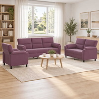 vidaXL Soffset 3 st 6-sits Lila 214 x 85 x 93 cm Sammet