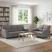 vidaXL Soffset 2 st 5-sits Ljusgrå 214 x 85 x 93 cm Sammet