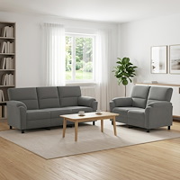 vidaXL Soffset 2 st 5-sits Mörkgrå 214 x 85 x 93 cm Sammet