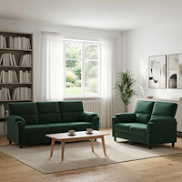 vidaXL Soffset 2 st 5-sits Mörkgrön 214 x 85 x 93 cm Sammet