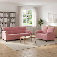 vidaXL Soffset 2 st 5-sits Rosa 214 x 85 x 93 cm Sammet