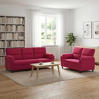 vidaXL Soffset 2 st 5-sits Vinröd 214 x 85 x 93 cm Sammet