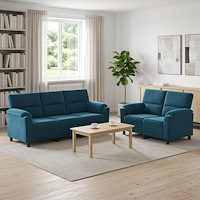 vidaXL Soffset 2 st 5-sits Blå 214 x 85 x 93 cm Sammet