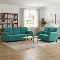 vidaXL Soffset 2 st 5-sits Turkos 214 x 85 x 93 cm Sammet