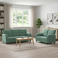 vidaXL Soffset 2 st 5-sits Havgrön 214 x 85 x 93 cm Sammet