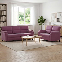vidaXL Soffset 2 st 5-sits Lila 214 x 85 x 93 cm Sammet