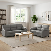 vidaXL Soffset 2 st 5-sits Ljusgrå 214 x 85 x 93 cm Sammet