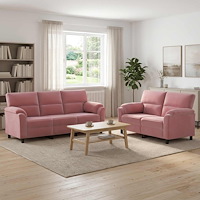 vidaXL Soffset 2 st 5-sits Rosa 214 x 85 x 93 cm Sammet