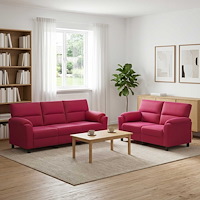 vidaXL Soffset 2 st 5-sits Vinröd 214 x 85 x 93 cm Sammet