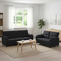 vidaXL Soffset 2 st 5-sits Svart 214 x 85 x 93 cm Sammet