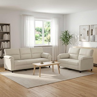 vidaXL Soffset 2 st 5-sits Gräddvit 214 x 85 x 93 cm Sammet