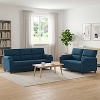 vidaXL Soffset 2 st 5-sits Blå 214 x 85 x 93 cm Sammet