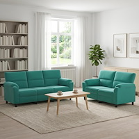 vidaXL Soffset 2 st 5-sits Turkos 214 x 85 x 93 cm Sammet