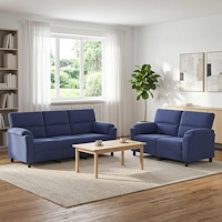 vidaXL Soffset 2 st 5-sits Polisblå 214 x 85 x 93 cm Sammet