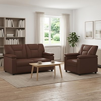 vidaXL Soffset 2 st Brun Konstläder