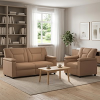 vidaXL Soffset 2 st Cappuccino Konstläder
