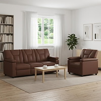 vidaXL Soffset 2 st Brun Konstläder