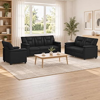 vidaXL Soffset 3 st Svart Konstläder