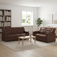 vidaXL Soffset 2 st Brun Konstläder