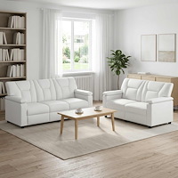 vidaXL Soffset 2 st Vit Konstläder