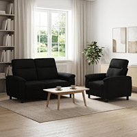 vidaXL Soffset 2 st Svart Tyg