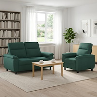 vidaXL Soffset 2 st Mörkgrön Tyg