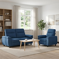vidaXL Soffset 2 st 3-sits Blå 158 x 90 x 95 cm Tyg