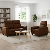 vidaXL Soffset 2 st Brun Faux Mockaläder