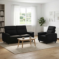 vidaXL Soffset 2 st Svart Tyg