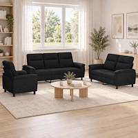 vidaXL Soffset 3 st Svart Tyg