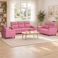 vidaXL Soffset 3 st Rosa Tyg