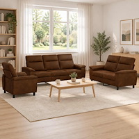 vidaXL Soffset 3 st Brun Faux Mockaläder