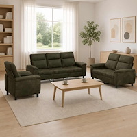vidaXL Soffset 3 st Armégrön Faux Mockaläder