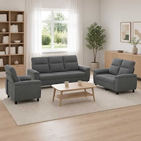 vidaXL Soffset 3 st 6-sits Mörkgrå 214 x 90 x 95 cm Tyg