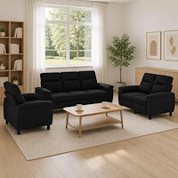 vidaXL Soffset 3 st Svart Tyg