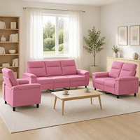 vidaXL Soffset 3 st Rosa Tyg