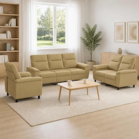 vidaXL Soffset 3 st 6-sits Ljusbrun 214 x 90 x 95 cm Tyg