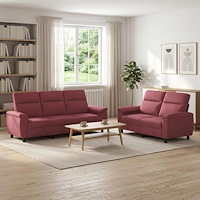 vidaXL Soffset 2 st 5-sits Vinröd 214 x 90 x 95 cm Tyg