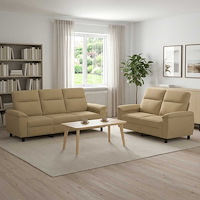 vidaXL Soffset 2 st 5-sits Ljusbrun 214 x 90 x 95 cm Tyg