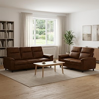 vidaXL Soffset 2 st Brun Faux Mockaläder
