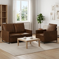 vidaXL Soffset 2 st Brun Faux mockatyg