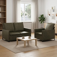 vidaXL Soffset 2 st Armégrön Faux mockatyg