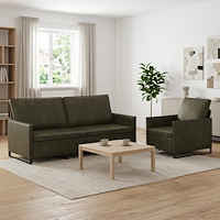 vidaXL Soffset 2 st Armégrön Faux mockatyg