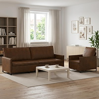 vidaXL Soffset 2 st Brun Faux mockatyg