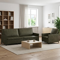 vidaXL Soffset 2 st Armégrön Faux mockatyg