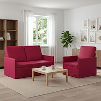 vidaXL Soffset 2 st 3-sits Vinröd 130 x 81 x 82 cm Sammet (V)