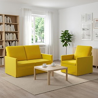 vidaXL Soffset 2 st 3-sits Gul 130 x 81 x 82 cm Sammet (V)