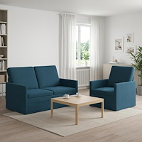 vidaXL Soffset 2 st 3-sits Blå 130 x 81 x 82 cm Sammet (V)