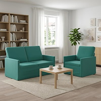 vidaXL Soffset 2 st 3-sits Turkos 130 x 81 x 82 cm Sammet (V)