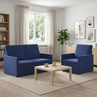 vidaXL Soffset 2 st 3-sits Polisblå 130 x 81 x 82 cm Sammet (V)
